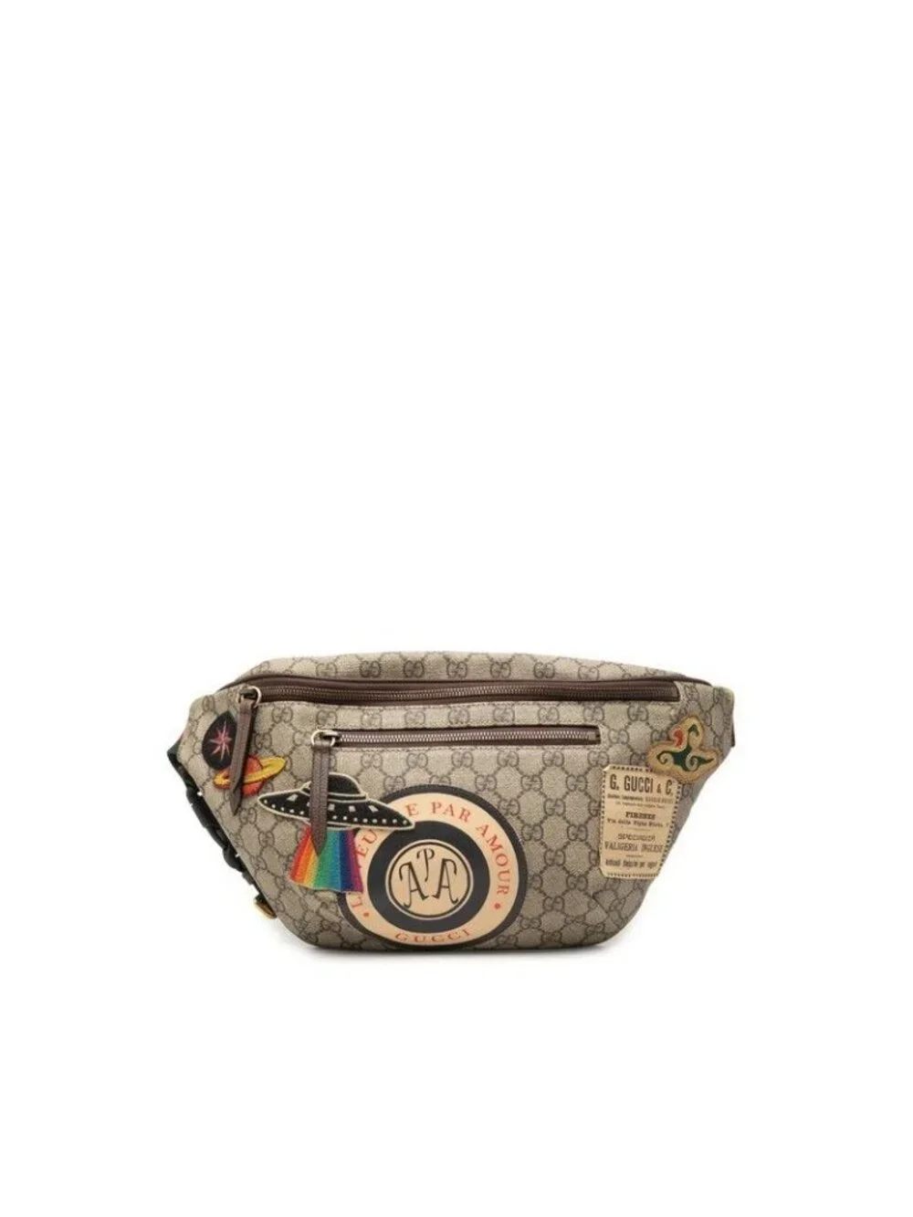 Gucci GG Supreme Courier Sherry Line Waist Pouch Belt Bag Beige Brown Leather